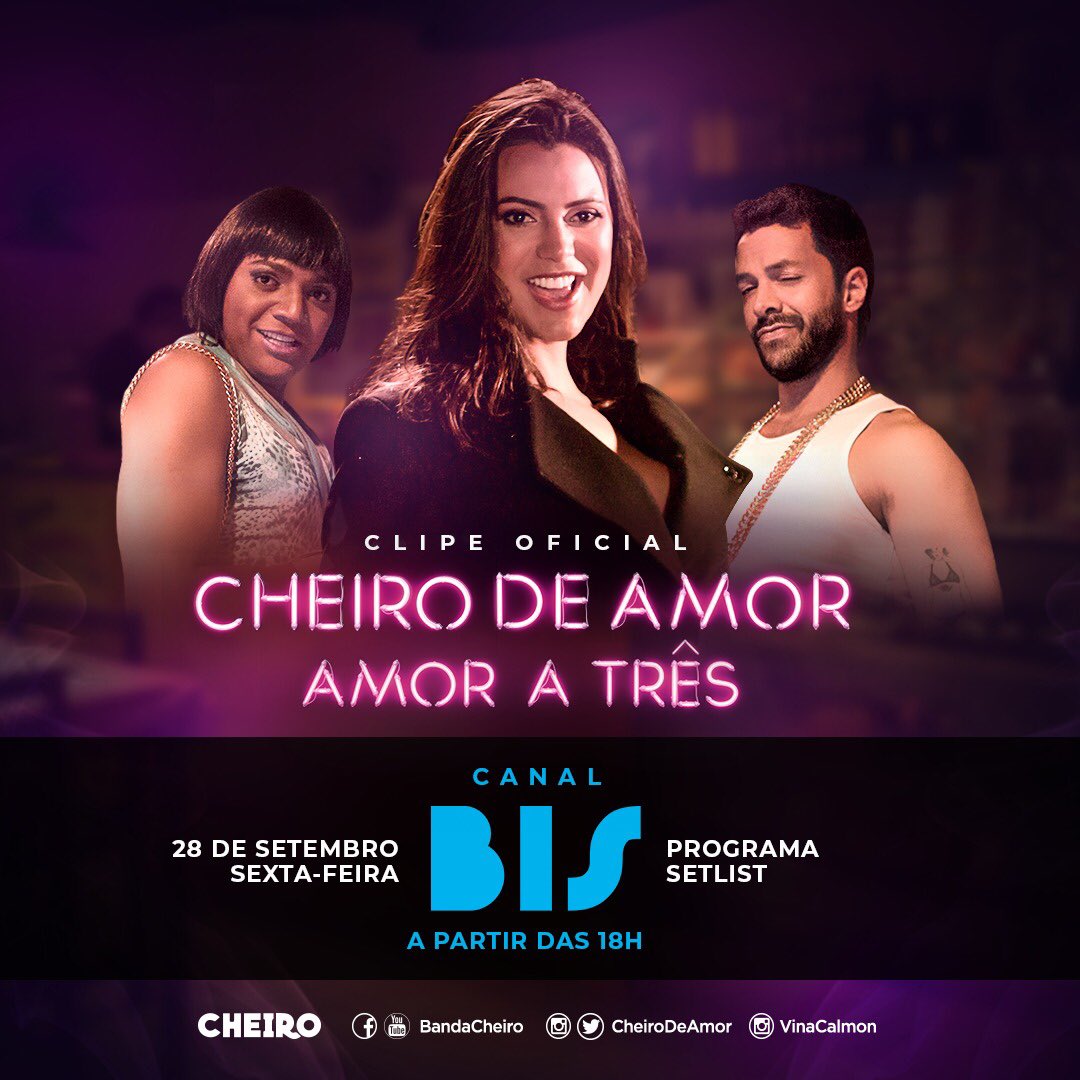CheiroDeAmor's tweet photo. Atenção, galera! Hoje vai rolar a exibição do clipe #AmorATres no programa SetList, no @canalbis! A partir das 18h, nos temos um encontro marcado! 🙏🏼❤
#CheiroDeAmor #BandaCheiro #BandaCheiroDeAmor #CheiroDeAmor https://t.co/8UFMGvckyO