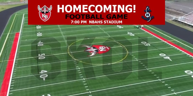 NBHSSoccerGirls's tweet photo. HOMECOMING FOOTBALL TONIGHT!! Don't miss it! 🔥🏈
🆚 Hibbing Bluejackets
🏟️ NBAHS Stadium TURF!!
⌚ 7:00 pm
#SkolNation 💪
@CoachVoss_NB @nbskolvikings @NB_QBClub @Skol_Zone https://t.co/1i4XWkuYCd