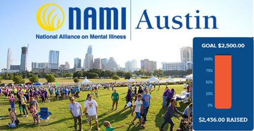 Our team, the Mad Hatters, have raised $2,500 for NAMIWalks Austin! The National Alliance on Mental Illness directly supports the mission to provide support, education, and advocacy to individuals and families. namiaustin.org #mentalhealth #mentalhealthcare