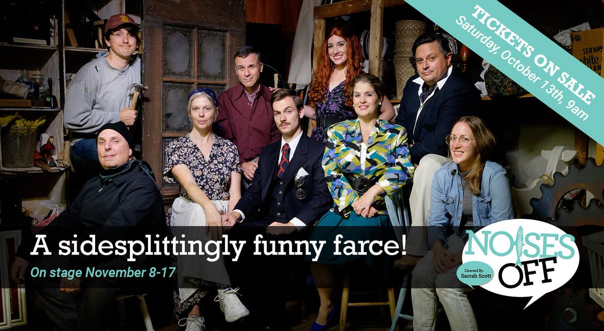 tcpnh's tweet photo. Mark your calendars! Tickets for TCP's "Noises Off" go on sale Saturday, October 13th at 9am. https://t.co/IrEADlW85H #buytickets #Communitytheatre #MustSeeTCP #TCPNoisesOff https://t.co/BJOU5MZT3A