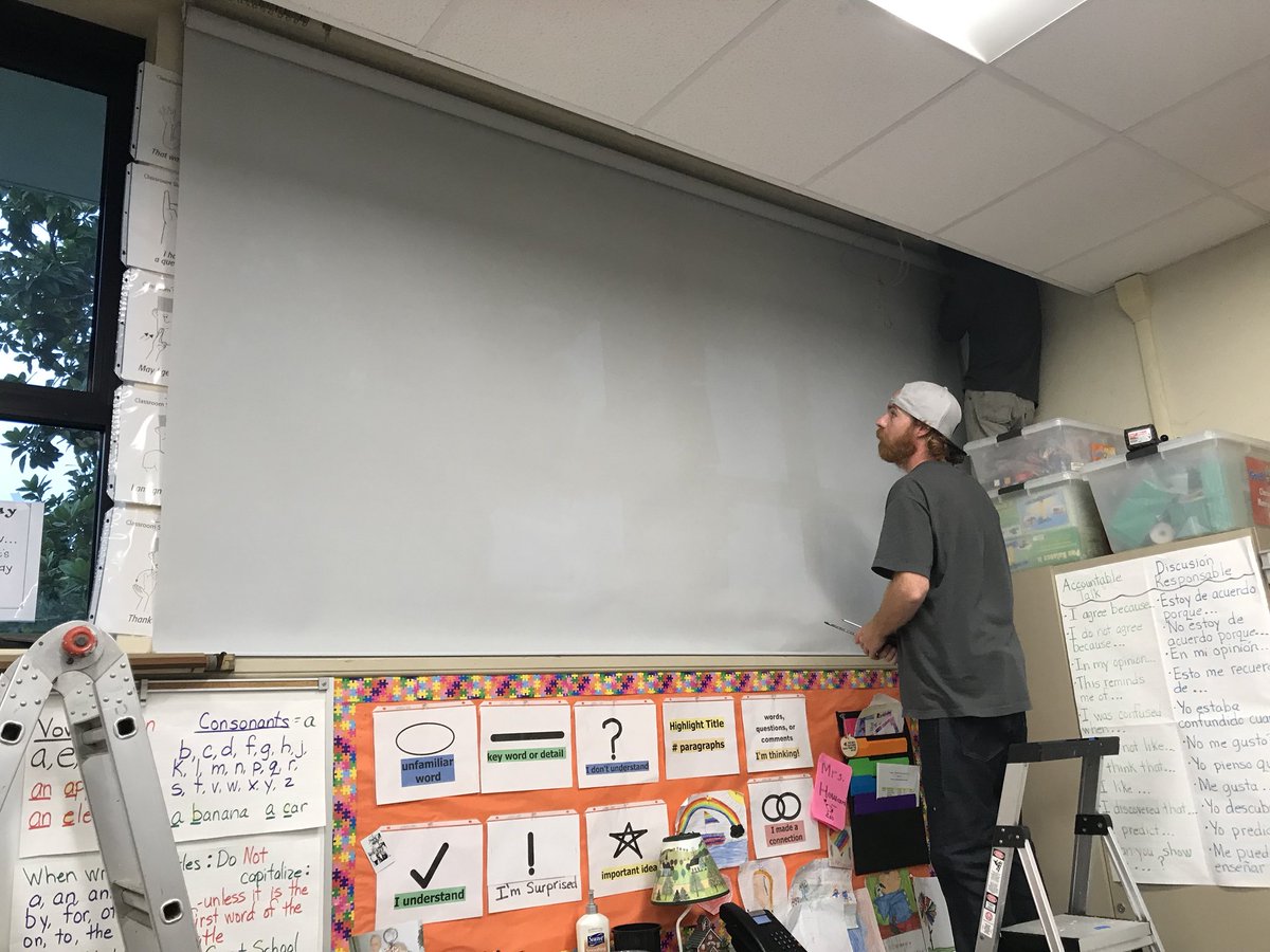 SC_NSD's tweet photo. Central: Contractor installing roller shades in classrooms.#NSDnow https://t.co/O4ZTlzrKii