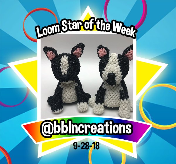 RainbowLoom's tweet photo. Congratulations to Brooklynn Page of @bblncreations you are Loom Star of the Week!� These two Original Design Loomigurumi Boston Terriers are simply adorable.�Check them out and other amazing creations for sale on her Etsy https://t.co/LiVtgZJuQm  Loom on!� #LSOW #RLStar https://t.co/tl4HMGgwiZ
