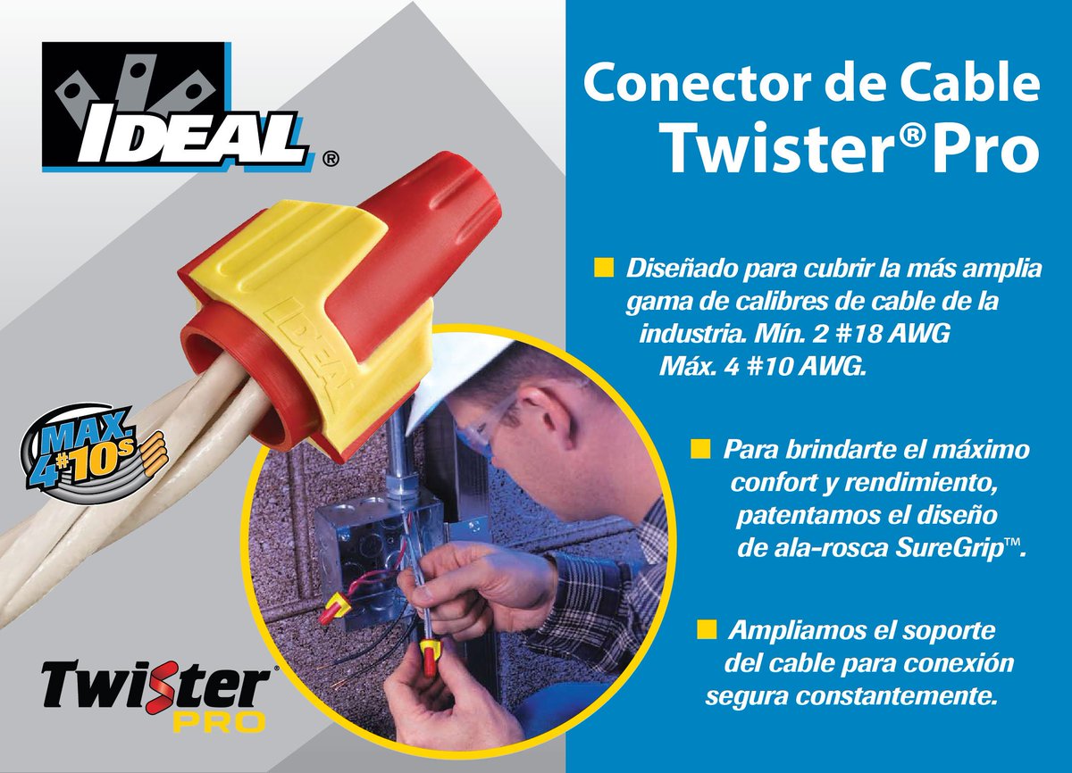 #FelizViernes  En Ideal Industries hemos desarrollado los conectores de cable Twister®Pro, ideales para una correcta conexión eléctrica. #ConstruyendoUnMundoIDEAL