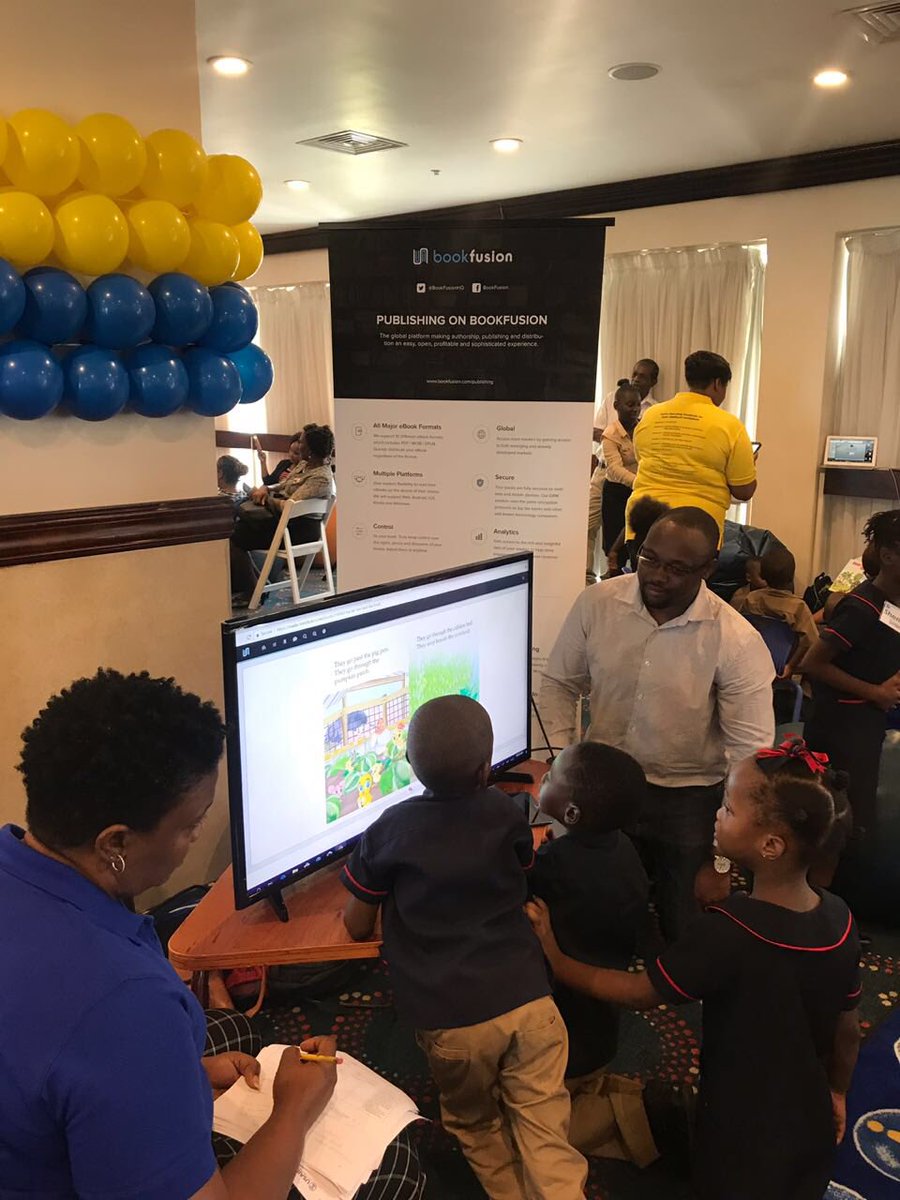 BookFusionHQ's tweet photo. We had an amazing day yesterday at the @ECCJA Kiddies Village at the USAID LAC Reads Early Reading Conference!

Here you’ll see kids learning to read and count with #BookFusion 🙌🏽 https://t.co/4dLmn1hsP1