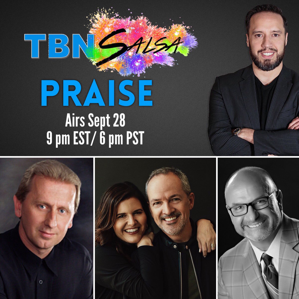 revtonysuarez's tweet photo. Tune in to @TBNSalsa tonight for another night of #PRAISE with @DavidLeeBinion @NicoleBinion @CliftonJLeJeune and Morton Bustard! #tbnsalsa https://t.co/wlRwXVUsHD
