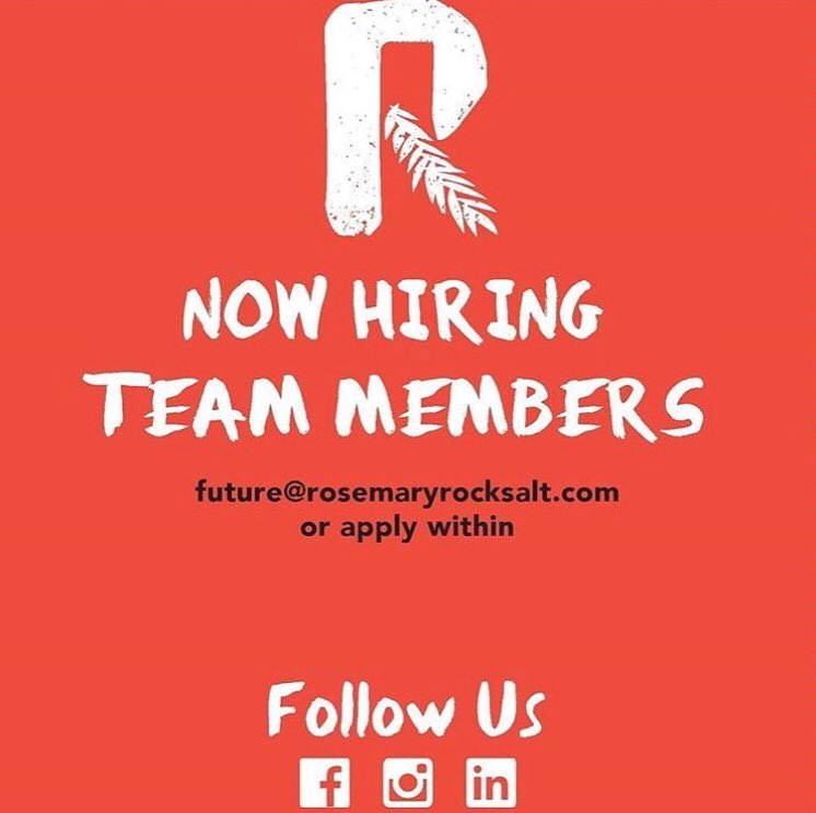 RoseRocksalt's tweet photo. We’re Hiring! Come join our team we are hiring at all locations! https://t.co/2E9sapjE8v