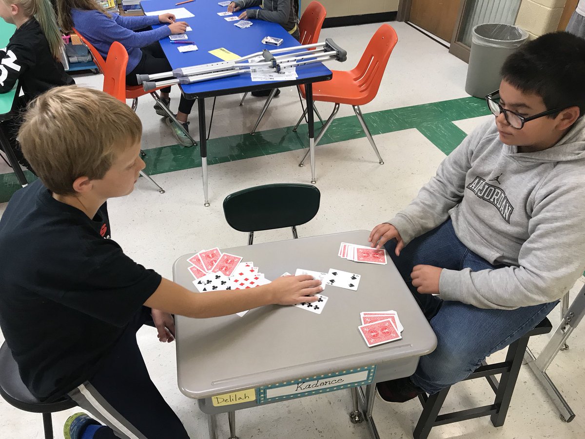 WinterPAS4's tweet photo. Math games- Subtraction War. Low score wins! https://t.co/7HlvTXACN6