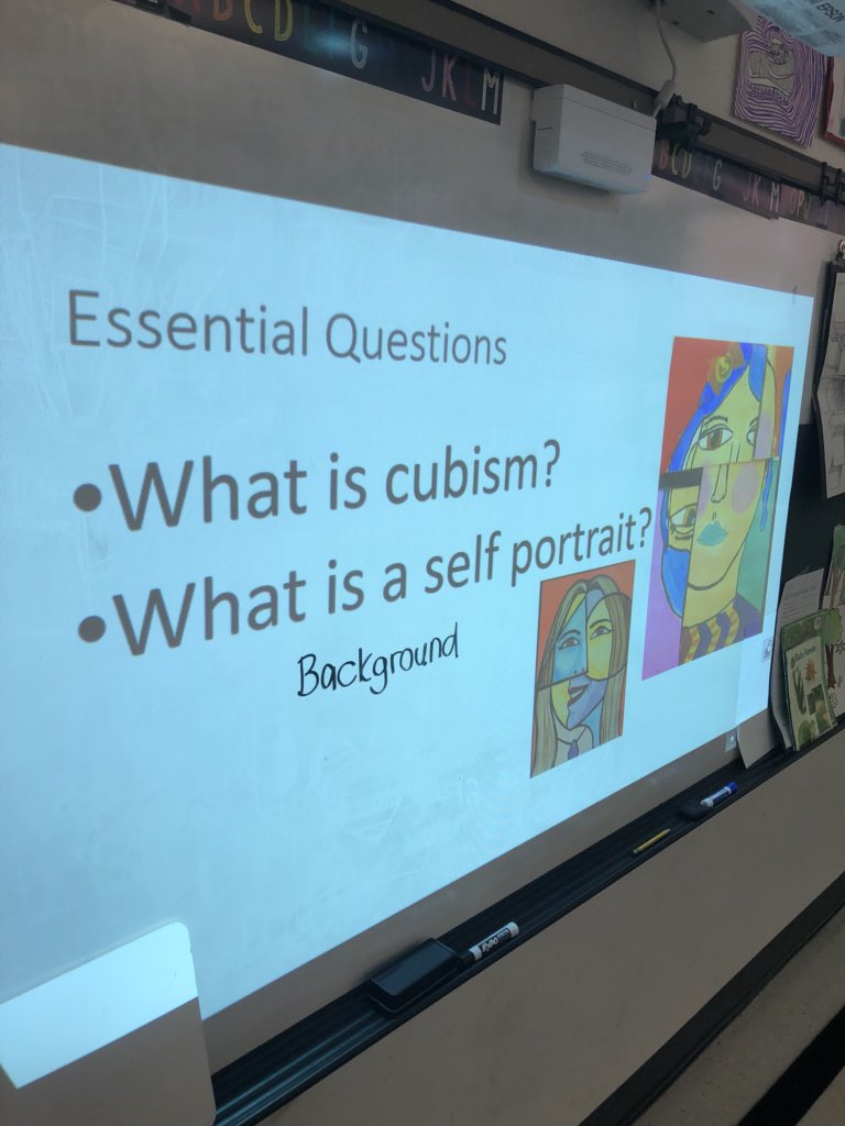 OakleysClass's tweet photo. Picasso inspired portraits! I love how funky and weird they turn out! @vickerymill #elementaryart #4thgradeart https://t.co/8TlplQPjzc