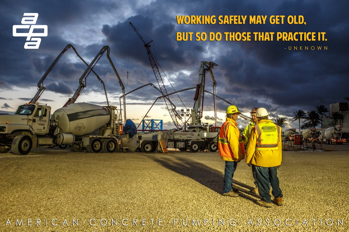 ACPApumpers's tweet photo. "Working safely may get old, but so do those that practice it." - UNKNOWN
#safetyfirst #ACPAcertification #insistonit #concretepump #concretepumping https://t.co/7ZtfZBHyXl