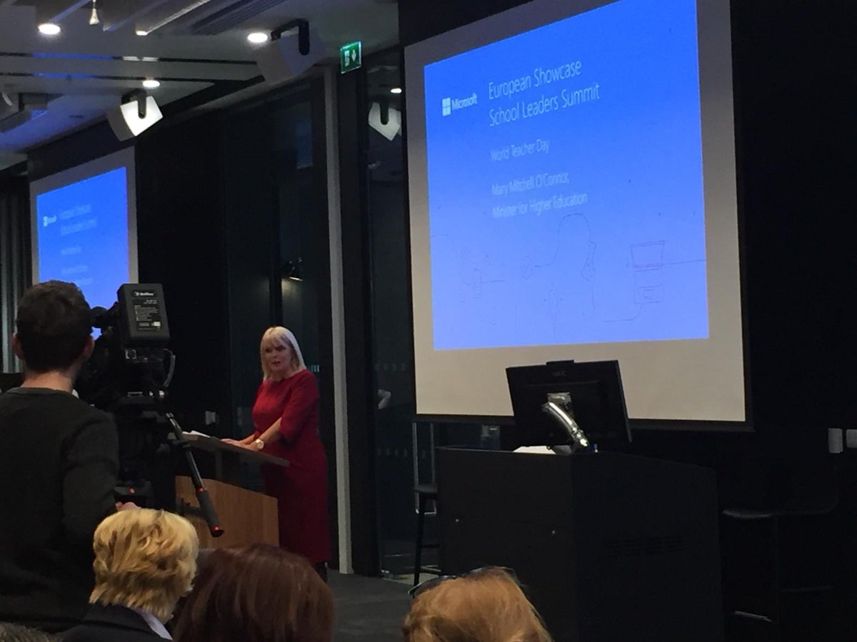 Cathnia's tweet image. Great day here @Microsoftirl  @MS_eduIRL @NAPD_IE @NAPD_ICT Great interaction with Minister  @mitchelloconnor AI supporting people. #TechAsATool #TransformingEd @KkCwETB @TipperaryETB @WWETBofficial @accsirl @JMB_Secretariat Amazing the work of the European Showcase schools.