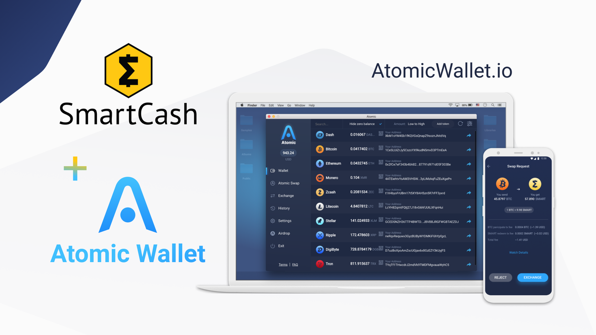 AtomicWallet's tweet photo. Take a smart control of your money. Welcome #SmartCash in the multi-asset @AtomicWallet! Soon $SMART will be added to our #AtomicSwap DEX. Download App at https://t.co/enxUFl4LsD https://t.co/wSFsVSWEBp
