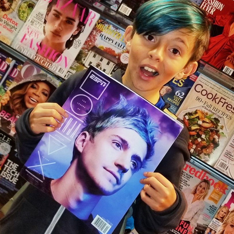 iMel408's tweet photo. Yasss! He's in awe! Super stoked to see @Ninja on the cover of #espnthemagazine #fortnite #BattleRoyale #progamer #twitch #goals #nowdonteffthisup #ninja https://t.co/cCOid2l2Cs