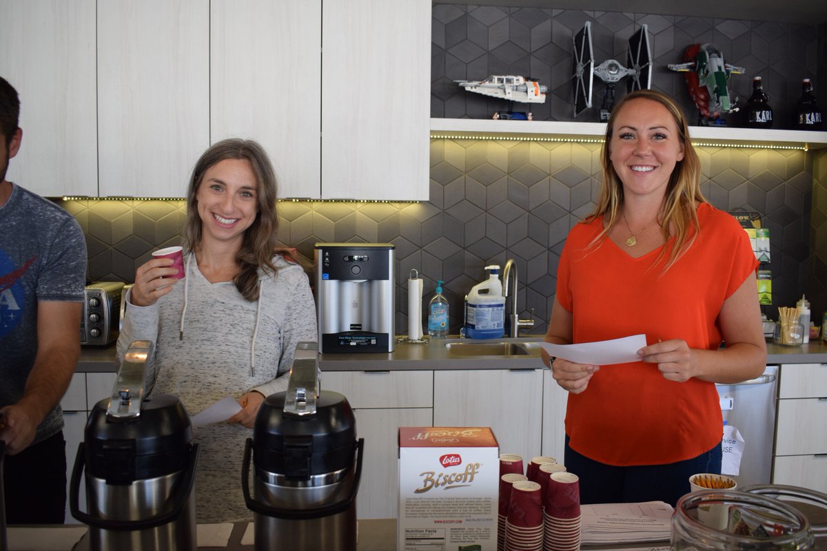 MindTouch's tweet photo. Did somebody say #NationalCoffeeDay?! ☕️

#FlashbackFriday to our coffee tasting with @CoffeeAmbInc! We've got some great flavors in our kitchen thanks to the blind taste test they provided! https://t.co/Vhyt8Lhsfh