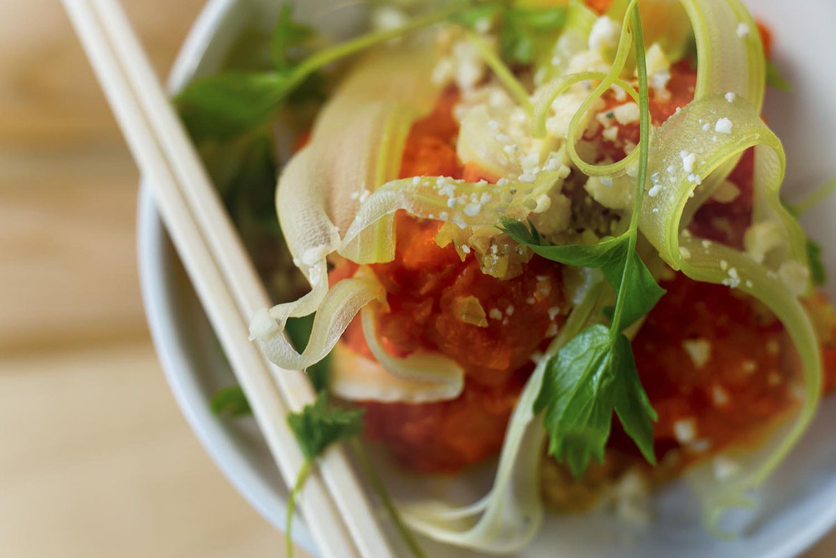 The name Copetin means drop-in, aperitif, community and social…we invite you to ‘Copetin’ this weekend | Pictured here: Buffalo Cauliflower tossed in koji chili &amp; topped with blue cheese and celery #CopetinTO