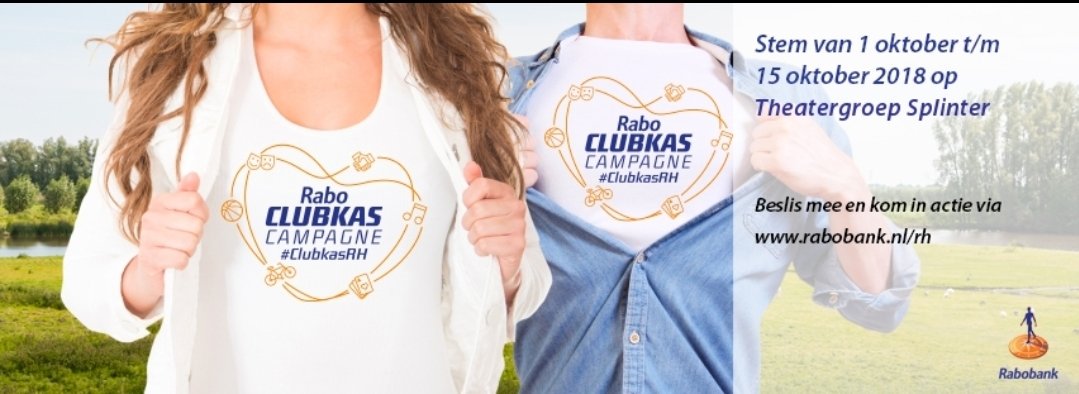 SplinterTheater's tweet photo. Splinter doet mee aan de RABO Clubkas campagne!! 
Ben jij lid, of ken jij iemand die lid is, van RABO Rijn-en Heuvelland steun dan Splinter. Dit kan van 1-15 oktober!
Met het ingezamelde geld zal onze voorstelling Malle Babbe in maart 2019 nóg mooier worden! Dus stem, stem,stem! https://t.co/cVKuYnRS5z