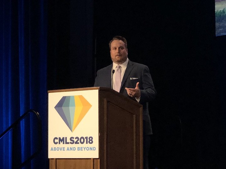 KevHawkins's tweet photo. The perfect irony of #CMLS2018: Attorney @MitchellSkinner (rule enforcer) follows Industry maverick @gregrobertson (ruler breaker) #FridayFun #FrdayFunDay https://t.co/8fYOHps1mU