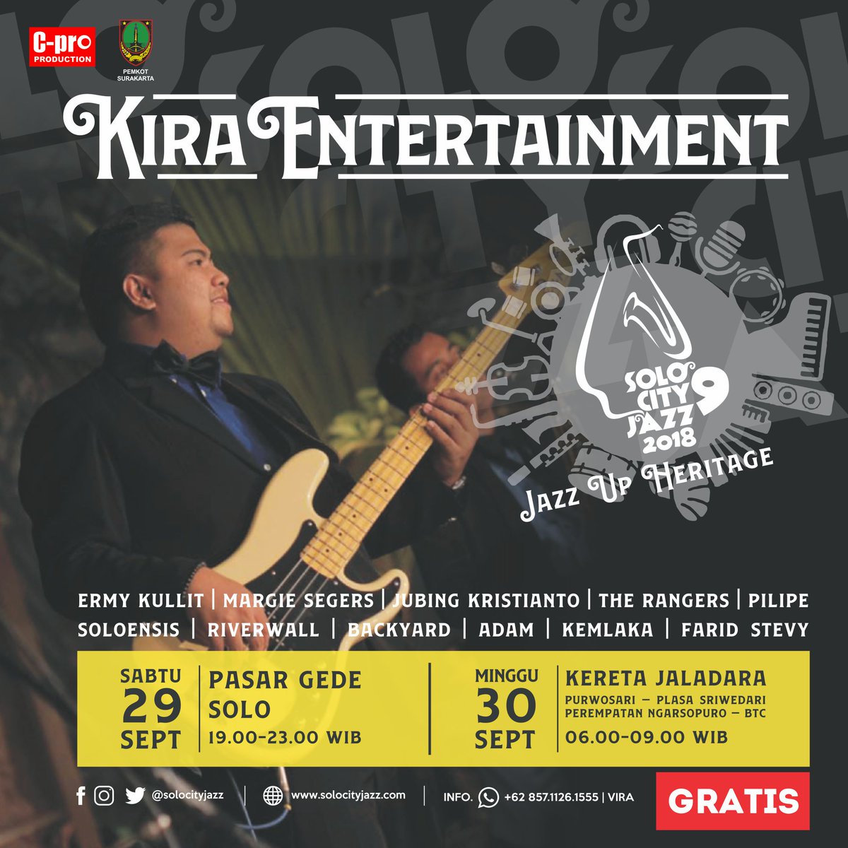 Kira entertainment dipimpin oleh musisi muda Billy Graham, berdiri pada 13 September 2010. Grup ini kerap tampil dipelbagai acara, terutama di Surakarta. 

Saksikan penampilannya  di SOLO CITY JAZZ IX "Jazz Up Heritage". 😊

#solocityjazz #kotasolo