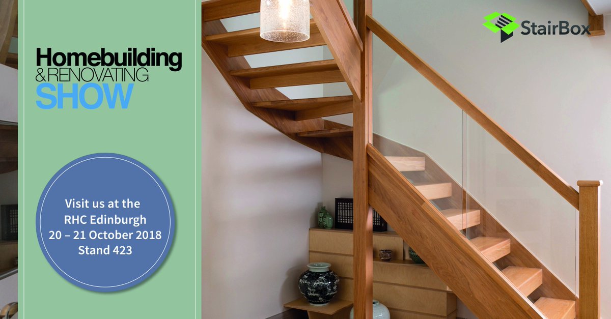 stairbox's tweet photo. Missed us at the last Homebuilding and Renovating Show? Don’t worry you can visit us at the RHC, Edinburgh on the 20th – 21st October at stand 423. #StairBox #renovations #tradesmen #HBRShow18 https://t.co/HHHdHsm4Jh