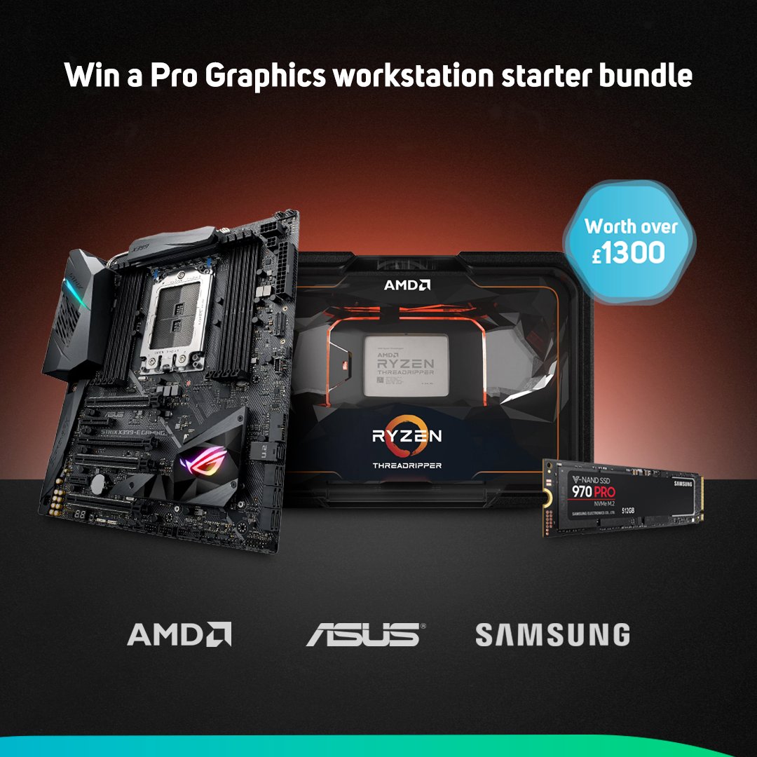 ScanComputers's tweet image. WIN a Pro Graphics starter bundle worth over £1300 this week in our #Competition ! Featuring an @AMD_UK #THREADRIPPER #2950X CPU, @SamsungUK 512GB 970 Pro M.2 NVME SSD and @ASUS_ROGUK X399-E motherboard! Enter here: bit.ly/2OljzAN 
Open worldwide! #giveaway