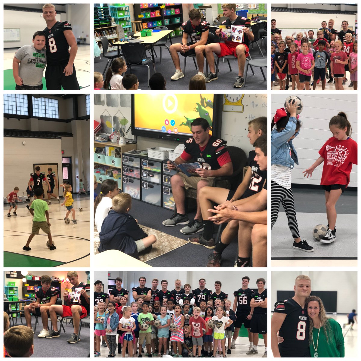 DcesDragons's tweet photo. A big thanks to our Titan Football Readers today at Dove Creek! The dragons ๐ spending time with @NOHSFootball whenever possible! We all had so much fun that we ended our time together with a game of โฝ๏ธ! #dragonslovethetitans #titansintraining #futuretitans @TitansPrincipal https://t.co/YY9DuQrTCs