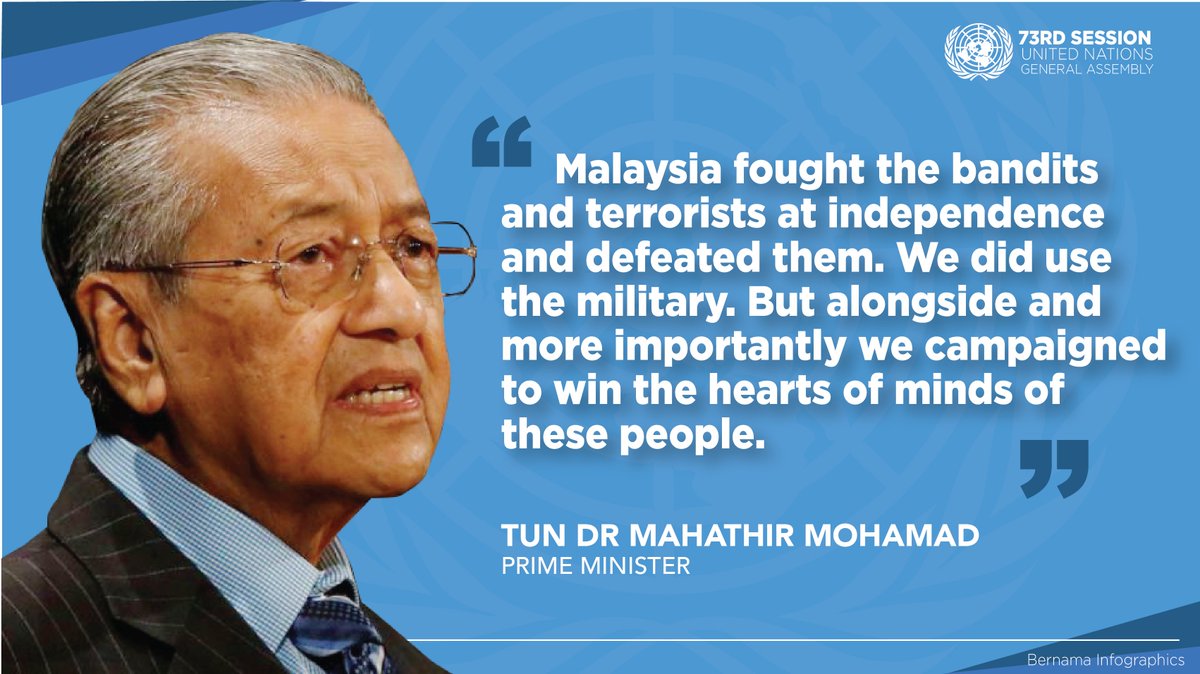 bernamadotcom's tweet photo. [Infographics] PM Mahathir's @chedetofficial quote at UN General Assembly, New York https://t.co/b5wgUc5mjV