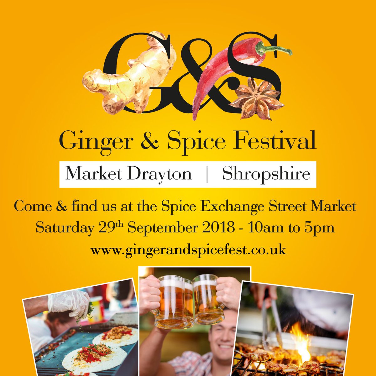 We will be at The Ginger &amp; Spice Festival tomorrow in Market Drayton. Come find us to sample our whole range and even some homemade Ginger Golden Syrup Cake!