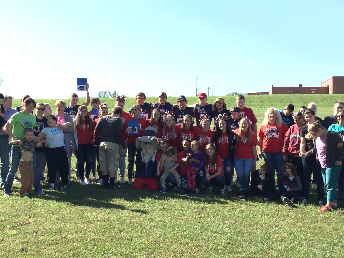 #rebelsr3pride CHS football players and cheerleaders visit the State school to help with and participate in their homecoming activities.