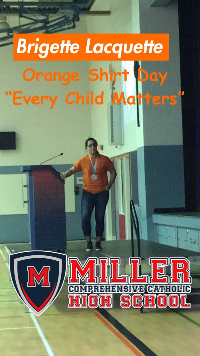 ChazzyDanielle's tweet photo. Today at Miller Comprehensive Catholic High School. #olympian #FNproud #everychildmatters https://t.co/waDNkBIxKo