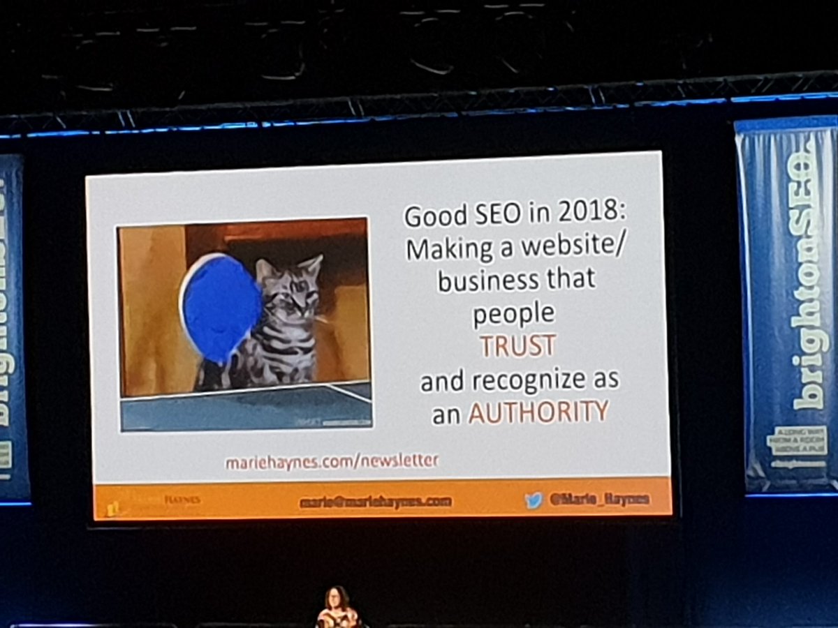 TelegraphSEO's tweet photo. Simple sense from @Marie_Haynes on good #SEO in 2018: it's making a website or business that people trust and recognise as an authority https://t.co/Egd2Xd6Kgl