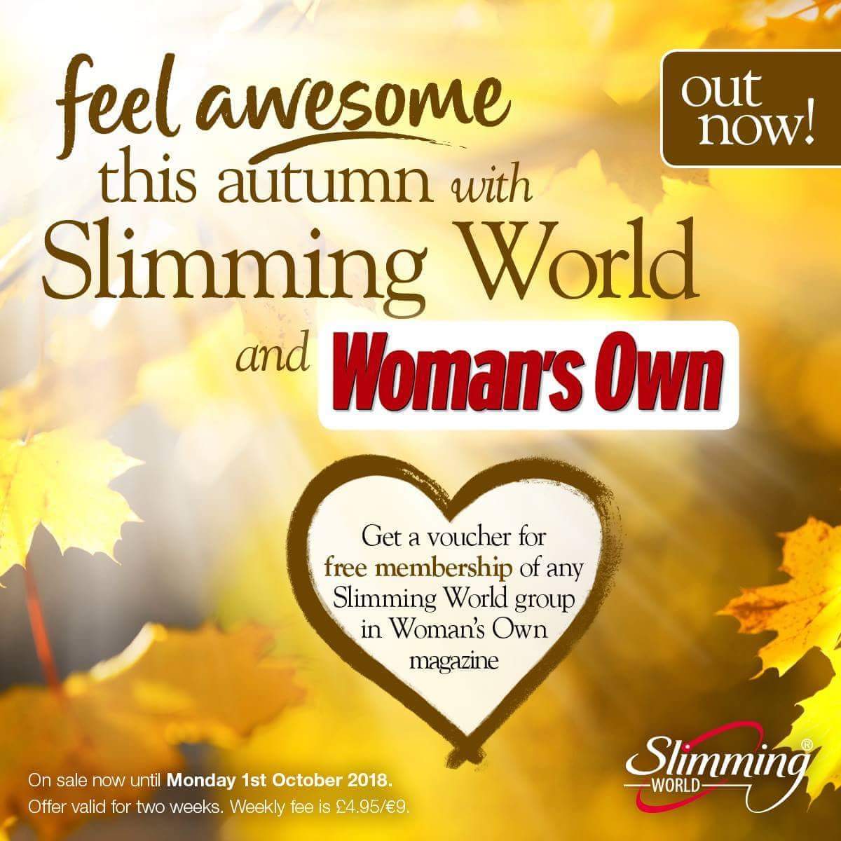 kimjanesmith's tweet photo. Out now, what you waiting for grab a copy @WomansOwn and come join us Monday 5.30 or 7.30  @slimmingworldstjames  #swstjamesthegreatpudsey #pudsey #slimmingworld #lovefoodoptimising https://t.co/nGLlyoKCF6