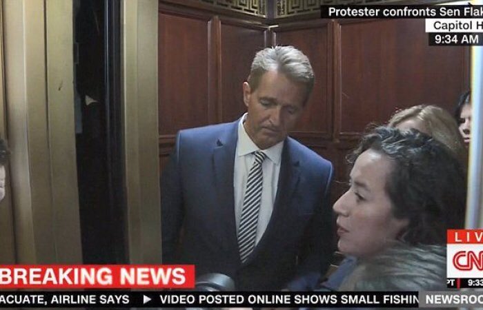 JimmyVanBramer's tweet photo. So proud of Ana Maria Archila Gualy of #Astoria, #Queens who was one of two women in that elevator calling out @JeffFlake this morning. Such a powerful moment. Talk about #QueensValues https://t.co/i7k6df4nHD