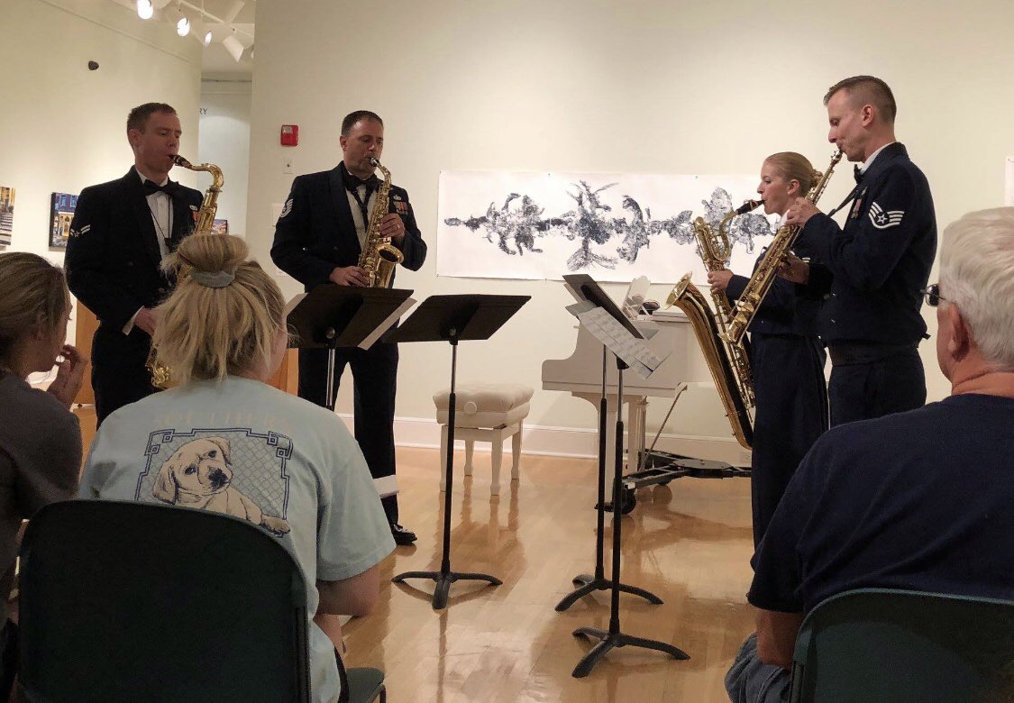 USAFBoMA's tweet photo. This week, some of our very talented bandsmen performed for our Chamber Recital Series concerts performing quartets, solos, and duets. We had some great audiences and are fortunate to #inspire and #connect with the local community that surrounds #scottairforcebase. #usafbands https://t.co/byIILq9PnP