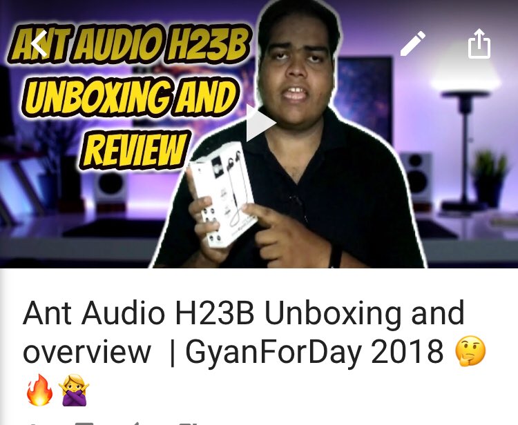 Gyanforday's tweet photo. Ant Audio H23B Unboxing and overview | GyanForDay 2018 ๐ค๐ฅ๐
https://t.co/ph0hYYgLjl via @YouTubeIndia.@Gyanforday #antaudio #bluetooth #earphone https://t.co/uojel0Fmig
