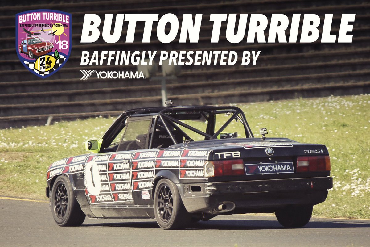YokohamaTC's tweet image. The @24hoursoflemons is back in @buttonwillowrw for the Button Turrible, Baffingly Presented by Yokohama race this weekend! See what $500 and a dream can create. bit.ly/2OLmcvY
⠀⠀⠀⠀⠀⠀⠀⠀⠀
#24hoursoflemons #buttonturrible / #onyokohamas #yokohamatire
