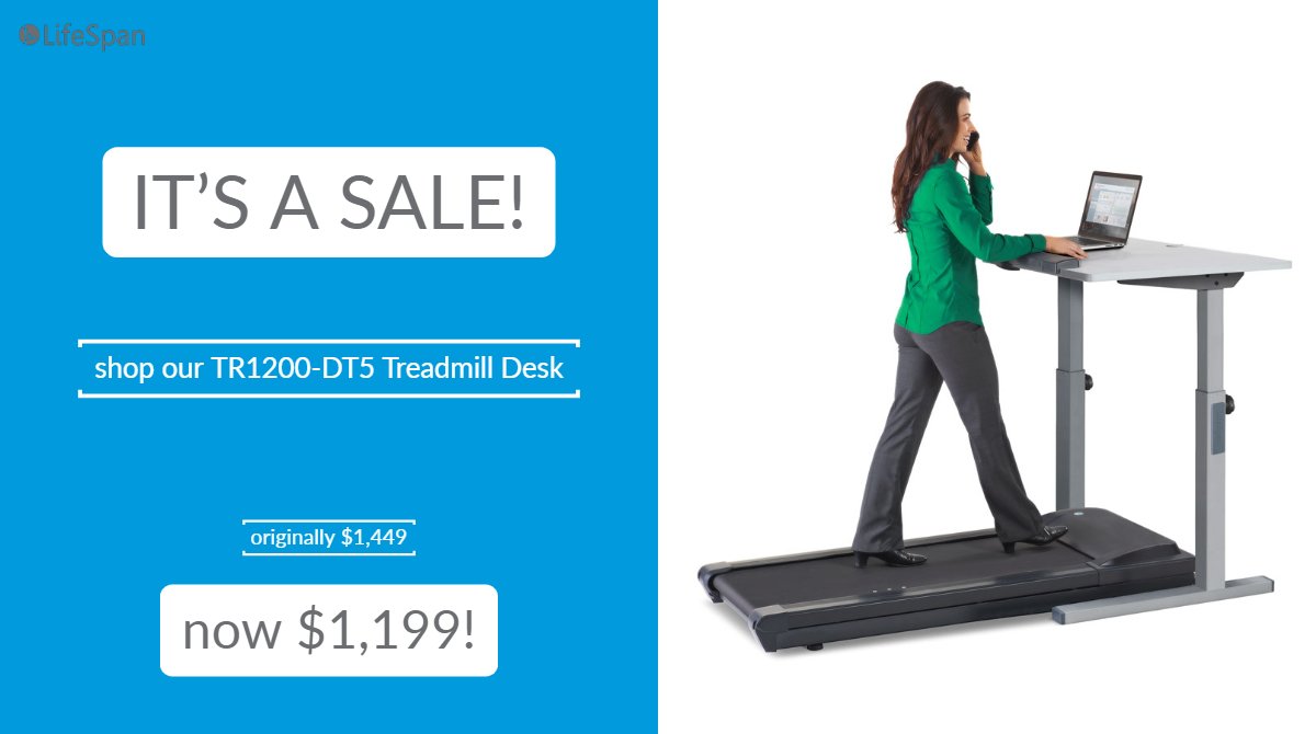 LifeSpanFitness's tweet image. The TR1200-DT5 treadmill desk is everything you need to begin walking while you work. Shop now! bit.ly/2IVWIwn