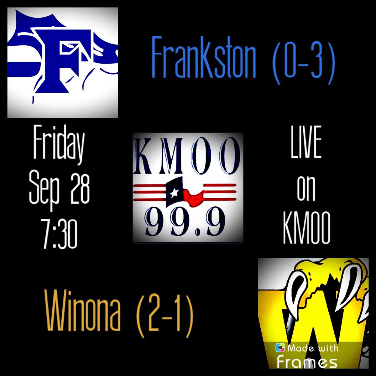 Tune in tonight for the BEST of East Texas HS Football! We will be LIVE from Winona as the Wildcats open district play against the Frankston Indians! Kickoff set for 7:30 with our pregame show beginning at 7. You can listen LIVE on 99.9 KMOO