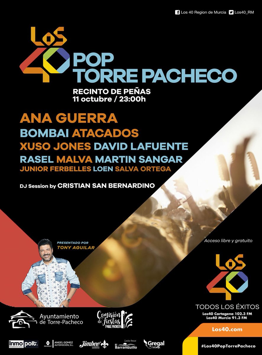 La vamos a liar 🤟🏻
#LOS40PopTorrePacheco 
Con <a href="/Los40_RM/">LOS40 RegióndeMurcia</a> 
Cartelazo !
<a href="/TonyAguilarOfi/">Tony Aguilar</a> <a href="/jguillenradio/">Joaquín Guillén</a>