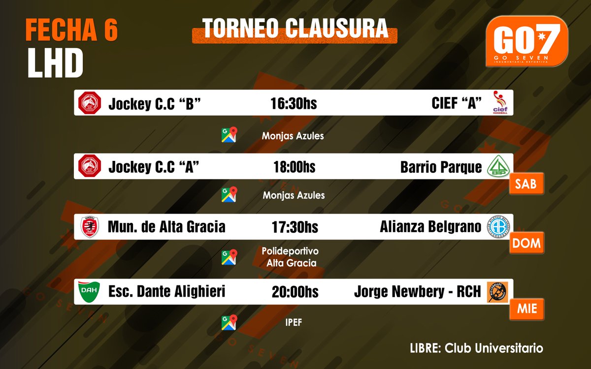 🔥 FECHA 6 🔥

En Córdoba, de a poco se va cerrando la primera fase del clausura. Mira los partidos del fin de semana 🤾‍♂️🤾‍♀️