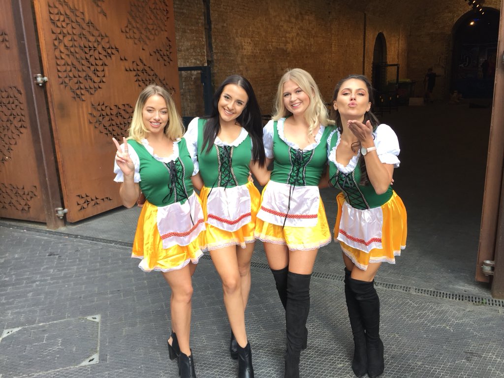 mana100staff's tweet photo. How cute are our #Oktoberfest waitresses working @26LeakeStreet today ❤️ https://t.co/FqB9X3UtDn