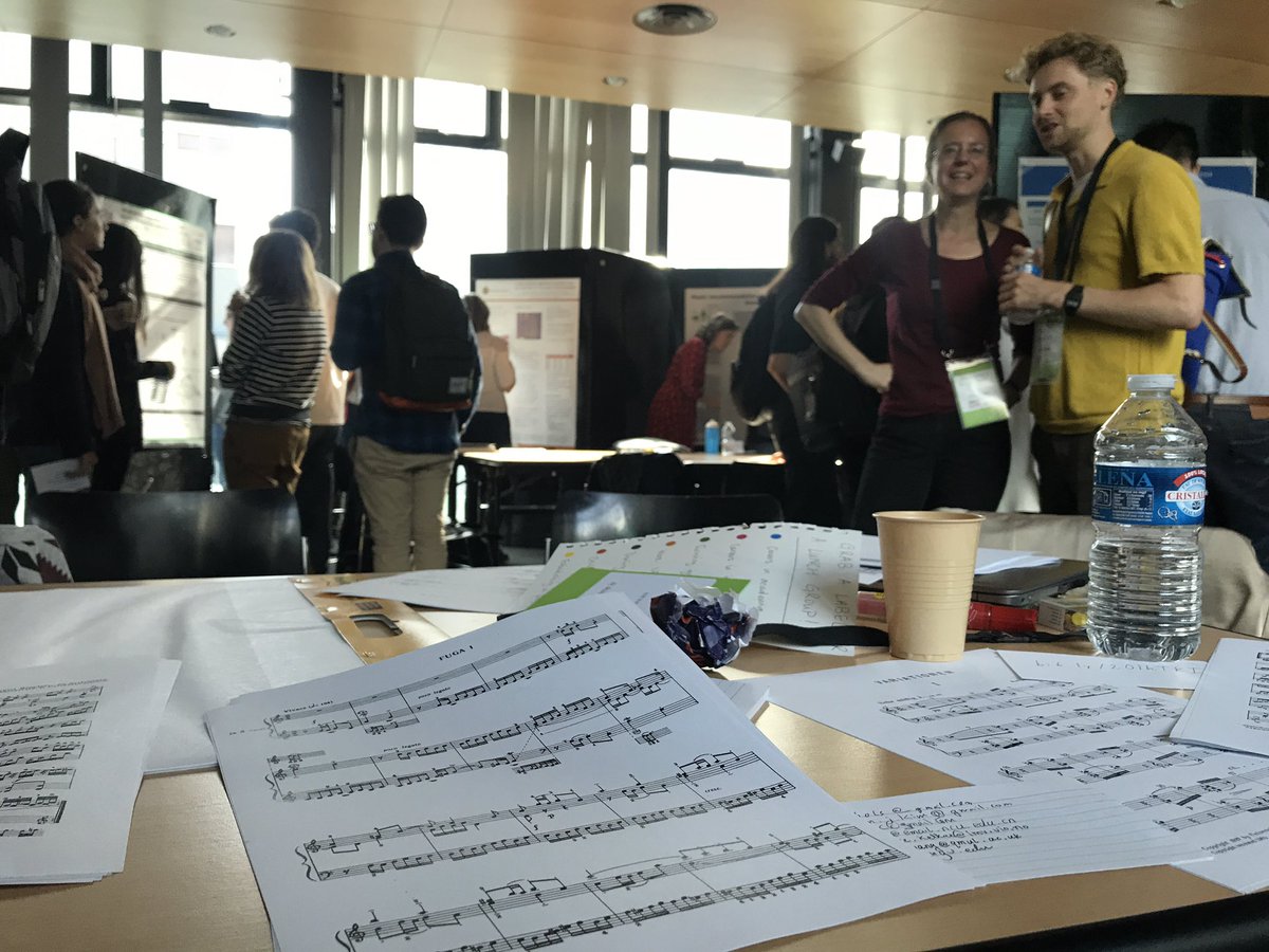 jvanbalen's tweet photo. hackday vibes minus bro attitudes plus sheet music #wimir2018 https://t.co/QhTn1h9uHz