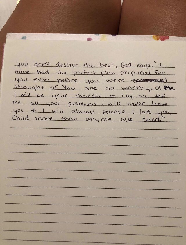 madiiilanee's tweet photo. my little sister wrote this after doing her devotional &amp; i cried while reading because it was so refreshing &amp; it gave me a sense of relief. so i thought i should share. be content💕 https://t.co/99a3ww7mx2