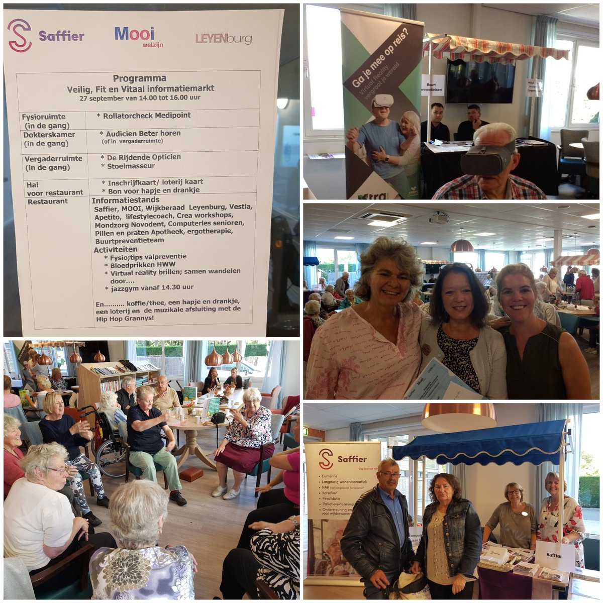 Wat een druk bezochte Veilig, Fit en Vitaal infomarkt bij Saffier, in Swaenehove. Veel oudere bewoners uit de buurt, zelfs uit Loosduinen kwamen langs. Fijne samenwerking in de wijk, tussen # Saffier Wel Thuis, #MOOI welzijn, # Xtra, #Wijkberaad Leyenburg en # Lijn 1