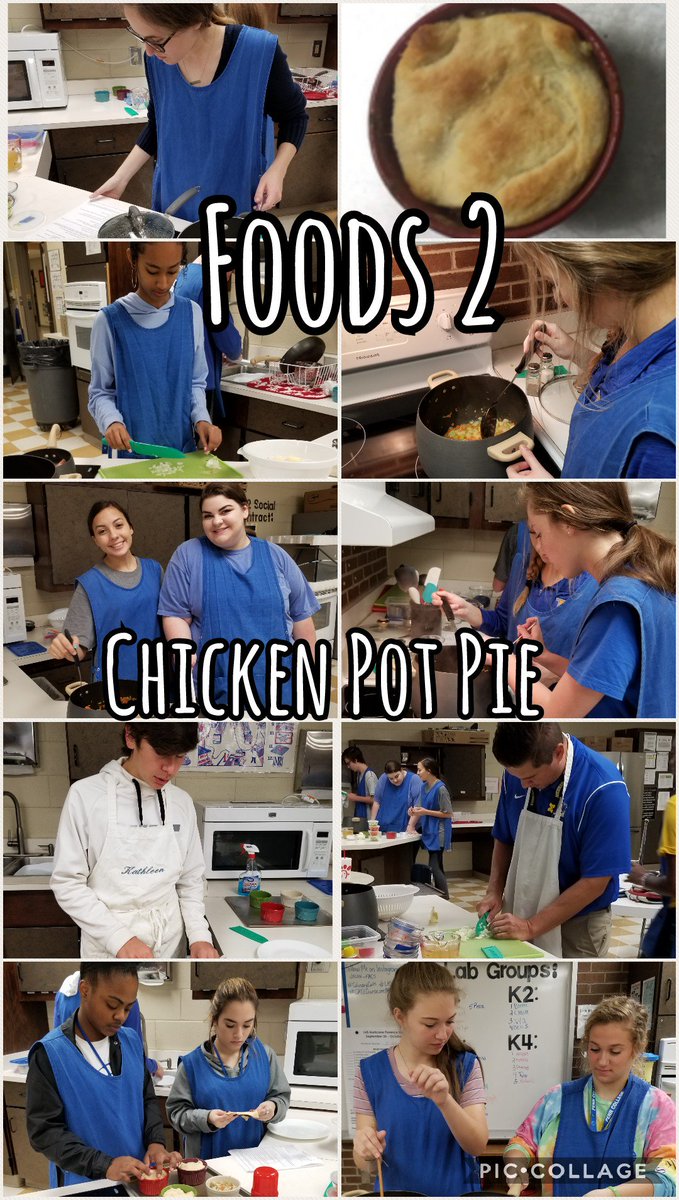 JOCON_FACS's tweet photo. LHS' Foods 2 Students creating their individual chicken Pot pies and welcomed AP Will Verburg into our Lab. #LHSFACS #CulinaryCats #CATEcoursesareIMPORTANT https://t.co/IFeafTmoDS