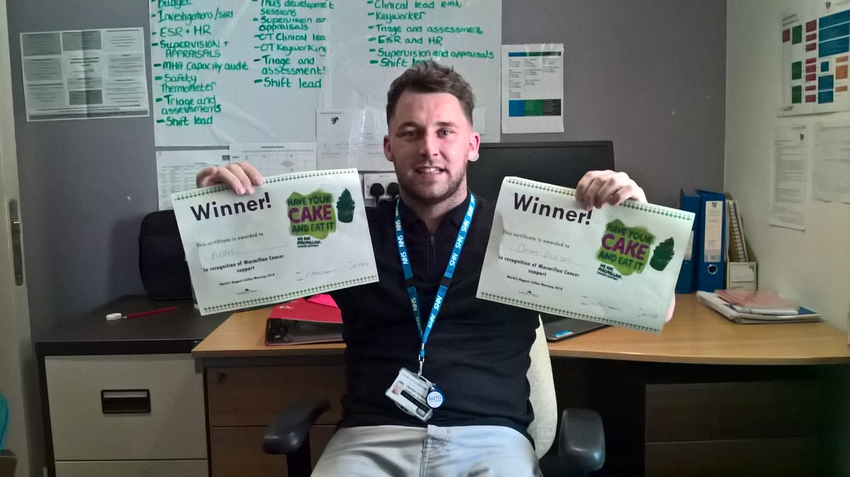 AcornCPFT's tweet photo. We've only gone and won it! 😎 great Acorn team effort &amp; helped raise some money for a worth while cause close to all our ❤ 's ; do you think our 'pin up' boy's helped our chances? 🎂🍰👌 https://t.co/hrrlUP3ALU