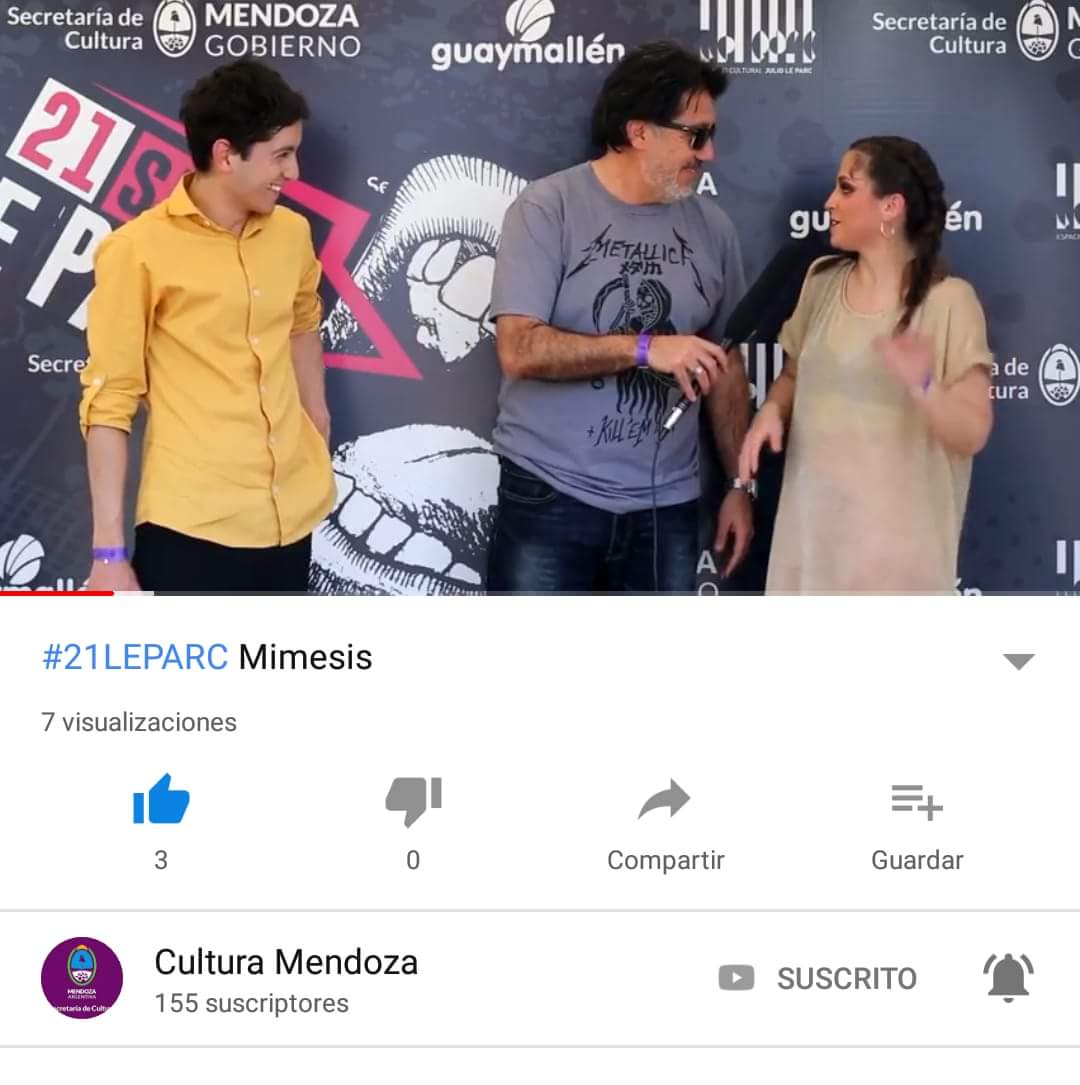Cultura_Mza's tweet photo. #21LEPARC EN NUESTRO CANAL DE YOUTUBE
Ya podes disfrutar de las entrevistas que se le realizó a cada banda que participó del día de la primavera y del estudiante en el @LeParcMza. En esta entrega, @WGazzo junto a Mimesis. #CulturaMendoza https://t.co/1zULfJaYRW https://t.co/uA4AlmBI85