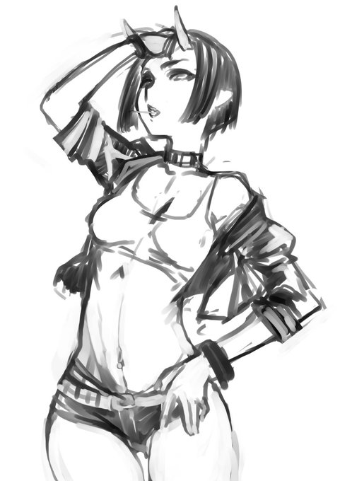 しゅてんどうじらくがき。
着せ替え～パーカーとかパンク系とか似合いそうなの。
そしておやすみなさい。 