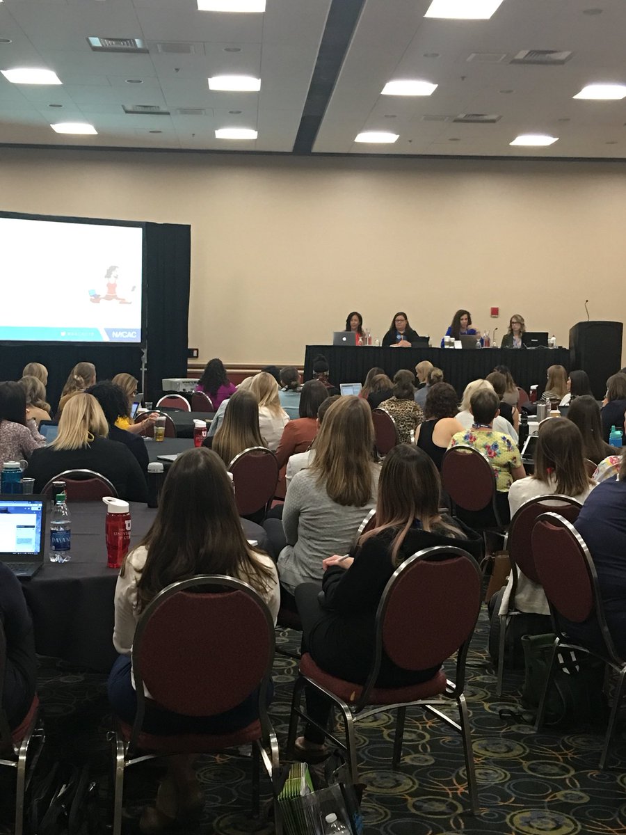 TaniaMJR's tweet photo. Professional fulfillment after the rookie years. Looks like a packed room for these wonder women in admission.  #nacac18 https://t.co/gVX4eKEJ4E