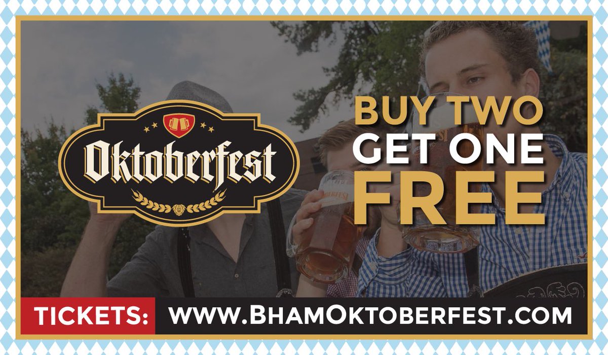 BhamSSC's tweet photo. 🚨ENDS TONIGHT!🚨

Buy 2 Get 1 Free tickets for Birmingham Oktoberfest are almost gone! 

Don't miss out! 🎟️-->https://t.co/1nHdIdKtN9 https://t.co/SrsVpHzzro