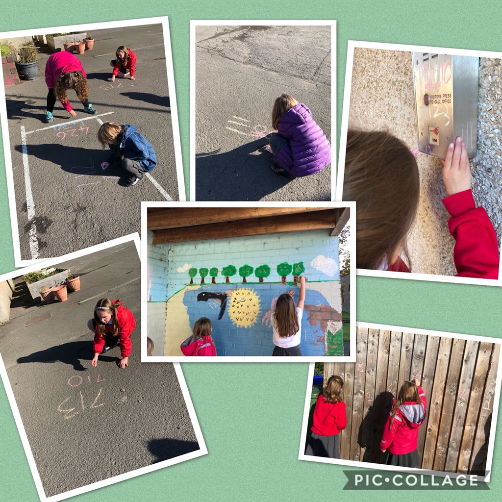 Kininmps's tweet photo. Making the most of the weather by getting outside to consolidate our rounding skills!  @MathsScot #KIMmaths #KIMoutdoors #concreteworksheet https://t.co/LfEDlagogU