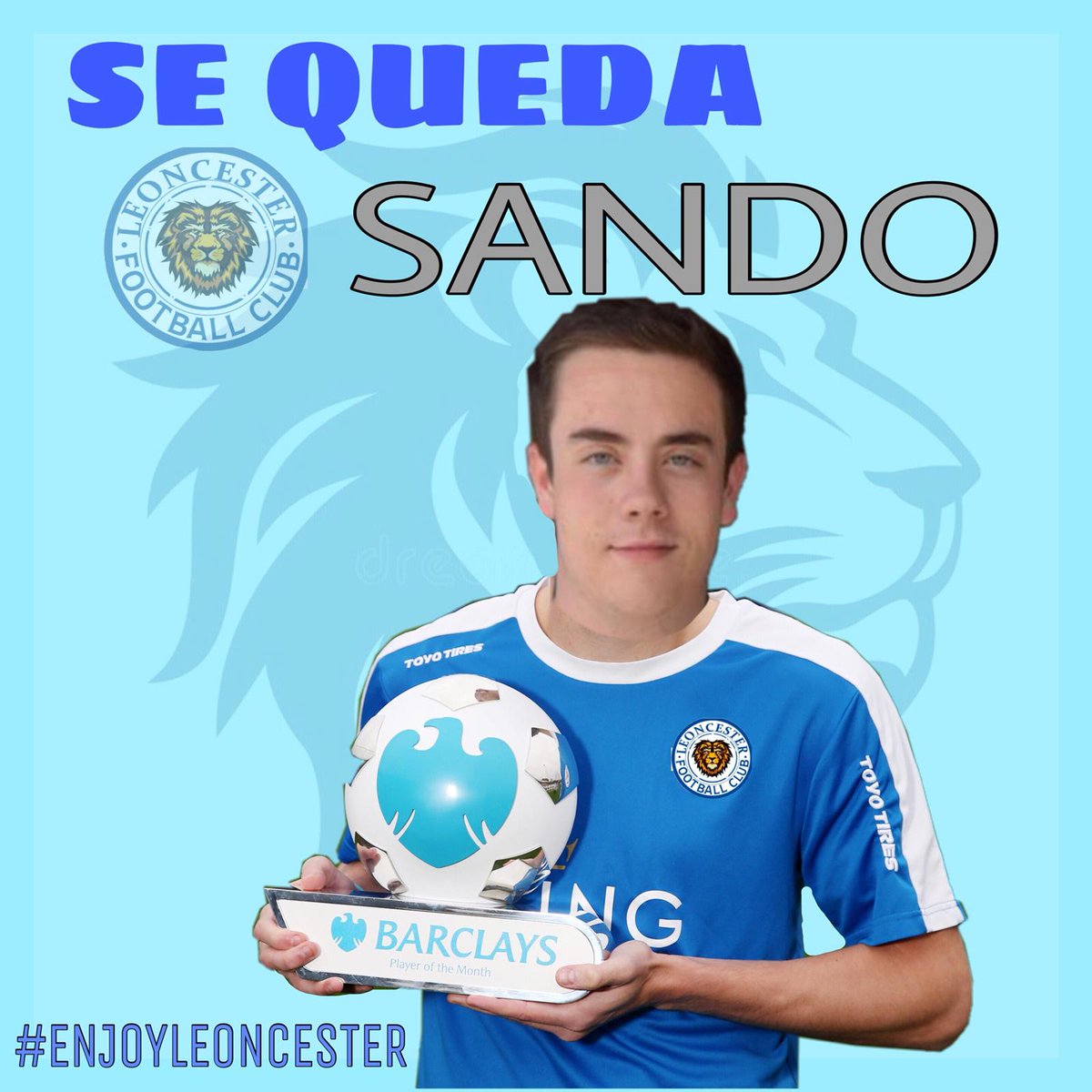 Leoncester_City's tweet photo. OFICIAL| Aquí le tenéis, el mejor jugador de la temporada pasada con su premio, THE BEST. Nos ha tocado la lotería porque se queda otro año más con nosotros, el mayor premio que podríamos tener. Espero verte muchos años más vistiendo esa camiseta y defendiendo el glorioso escudo. https://t.co/unSc26YANZ